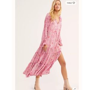 Free People feeling groovy Maxi Dress Summertime Pink NWT